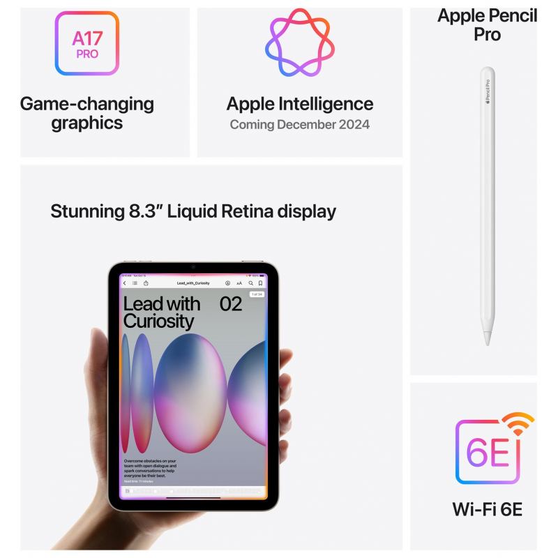 Apple iPad mini (7th generation, 8.3 Inch, Wi-Fi, 128GB) - Starlight