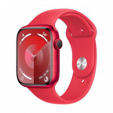 Apple Watch Series 9 (GPS, 41mm) - Red Aluminium Case with M/L Red Sport Band