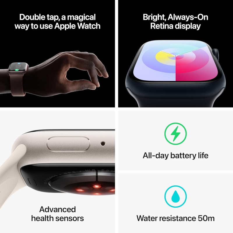 Apple Watch Series 9 (GPS, 41mm) - Red Aluminium Case with M/L Red Sport Band