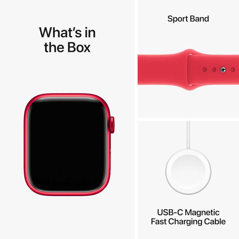 Apple Watch Series 9 (GPS, 41mm) - Red Aluminium Case with M/L Red Sport Band