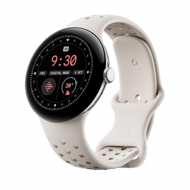 Google Pixel Watch 3 Wi-Fi (45mm) - Polished Silver Aluminium Case/Porcelain Active Band