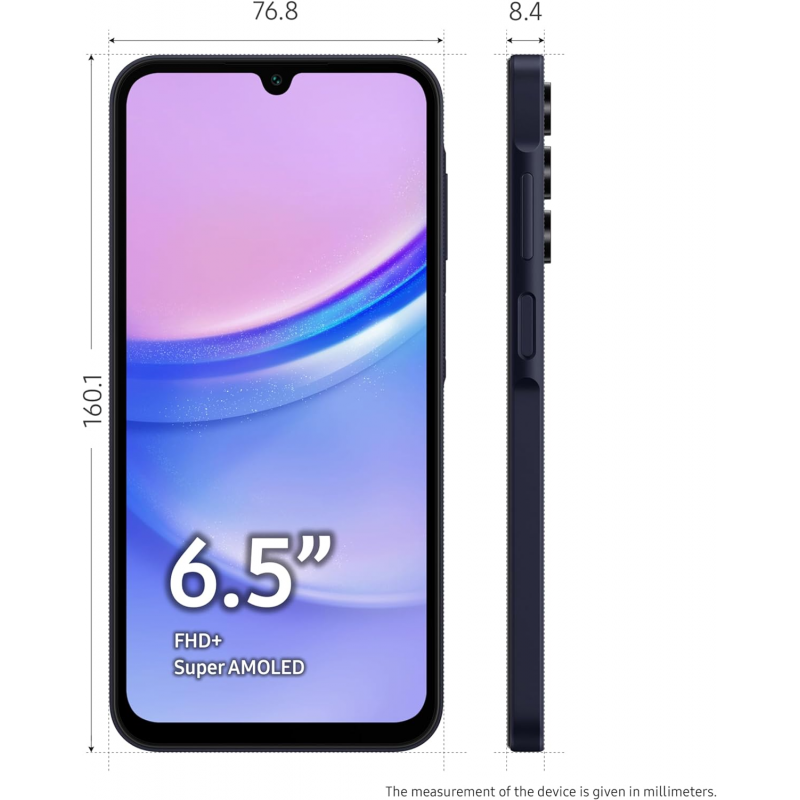Samsung Galaxy A15 4G Smartphone (6+128GB, Dual Sim) - Blue Black