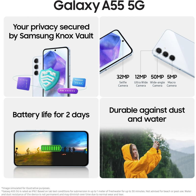 Samsung Galaxy A55 5G Smartphone (Dual-SIMs,12+256GB) - Awesome Navy